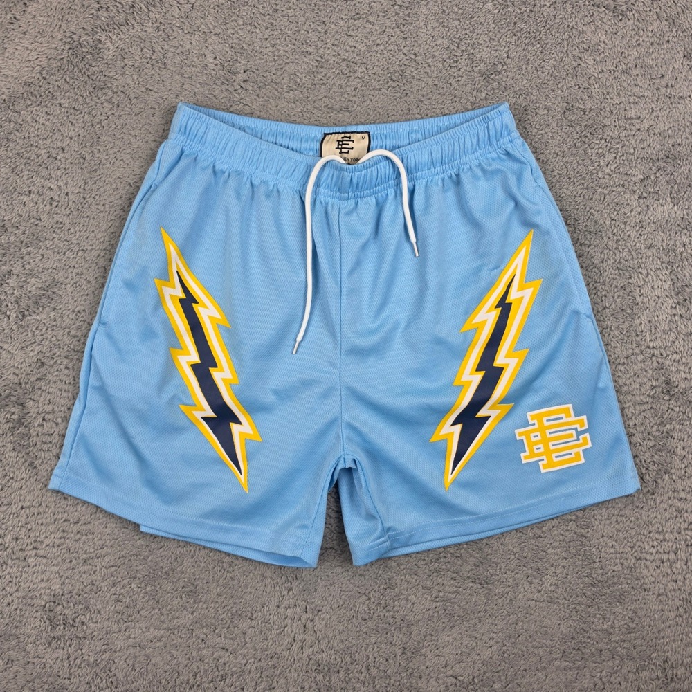 Eric Emanuel Short Mens Medium Blue EE Basic Lightning Bolt Mesh Streetwear Logo